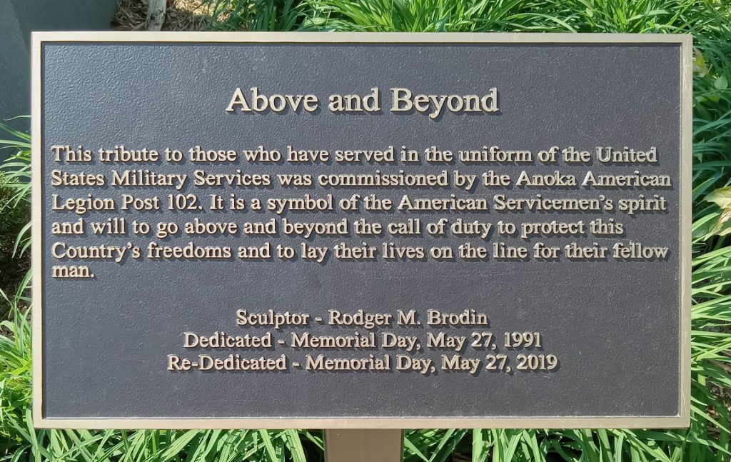 ABOVE AND BEYOND WAR MEMORIAL PLAQUE