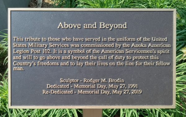 ABOVE AND BEYOND WAR MEMORIAL PLAQUE