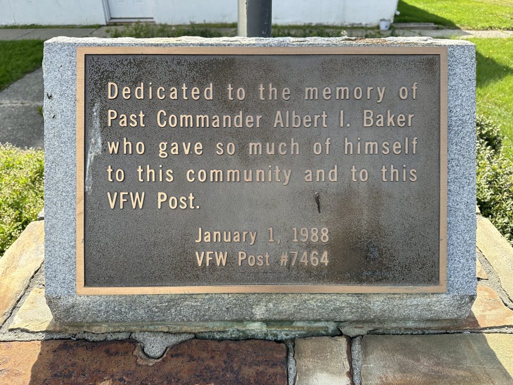 ALBERT I. BAKER WAR MEMORIAL PLAQUE