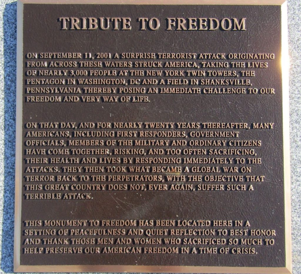 AMERICAN LEGION POST 48 TRIBUTE TO FREEDOM MEMORIAL PLAQUE