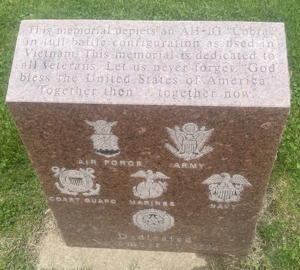 AMERICAN LEGION POST 639 AH-1G (COBRA) MEMORIAL STONE