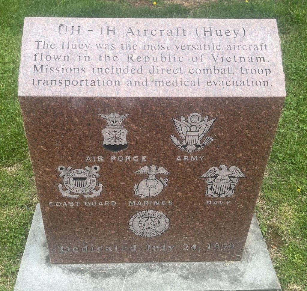 AMERICAN LEGION POST 639 UH-1H AIRCRAFT (HUEY) MEMORIAL STONE