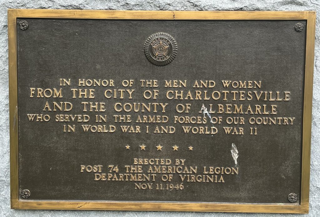AMERICAN LEGION POST 74 WAR MEMORIAL PLAQUE