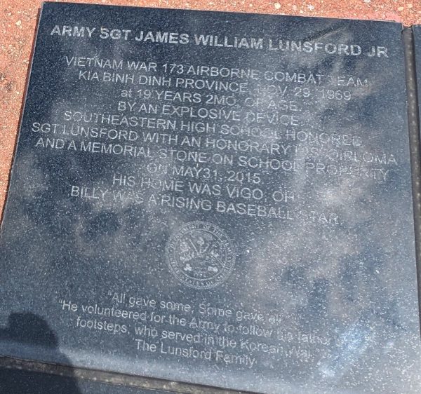 ARMY SGT. JAMES WILLIAM LUNDSFORD, JR. WAR MEMORIAL PLAQUE