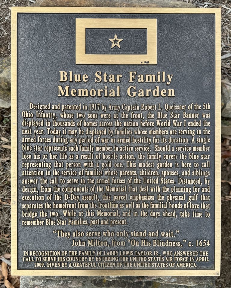 BLUE STAR FAMILY MEMORIAL GARDEN PLAQUE