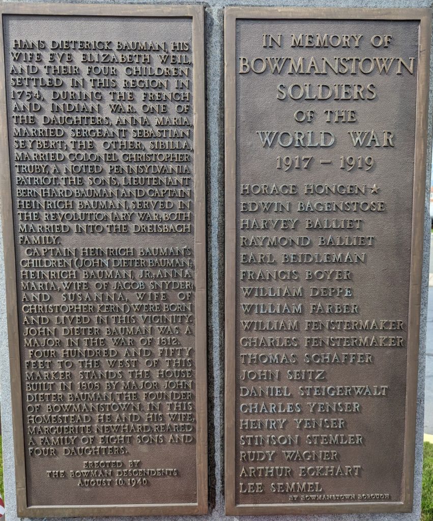 BOWMANSTOWN SOLDIERS OF THE WORLD WAR MEMORIAL PLAQUES