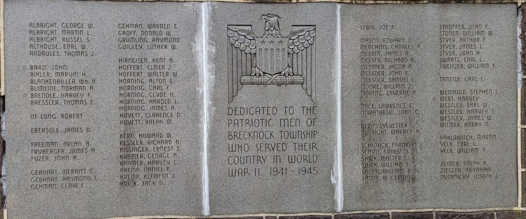 BRECKNOCK TOWNSHIP WORLD WAR II VETERANS MEMORIAL