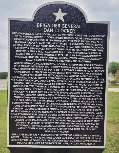 BRIGADIER GENERAL DAN L LOCKER MEMORIAL MARKER
