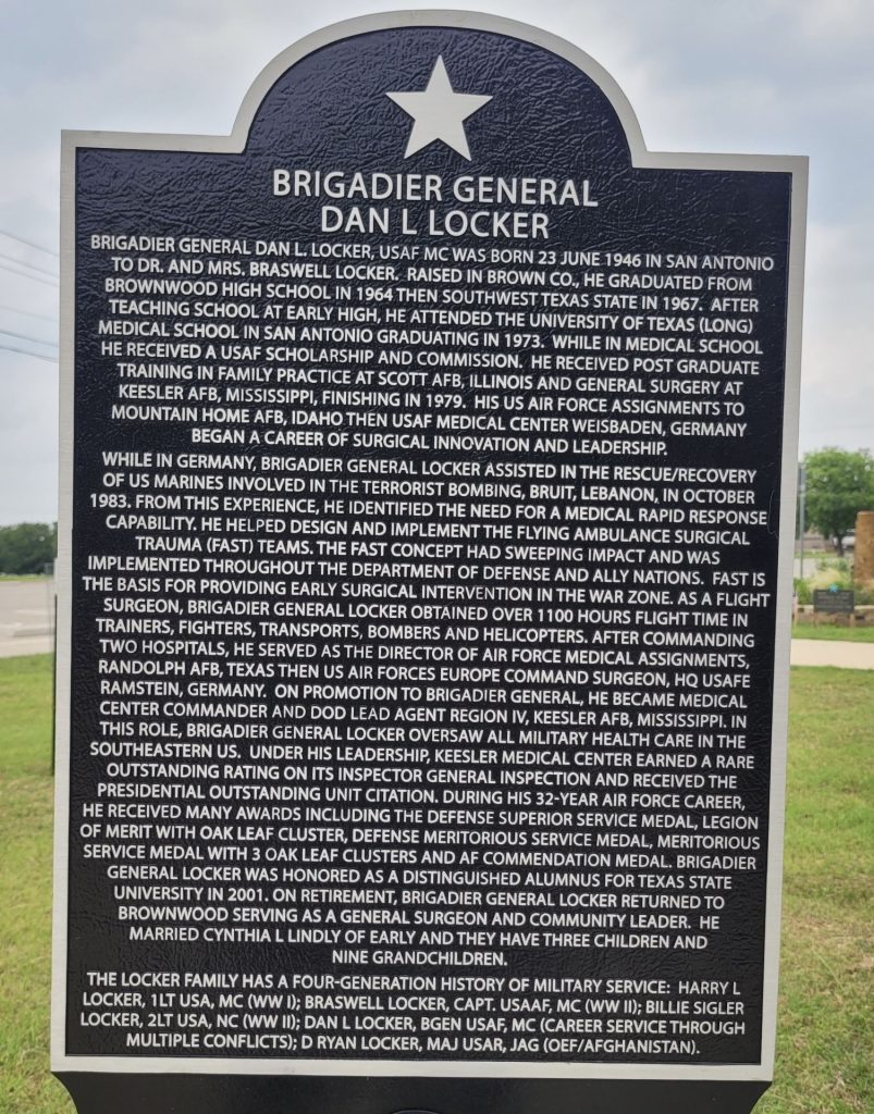 BRIGADIER GENERAL DAN L LOCKER MEMORIAL MARKER
