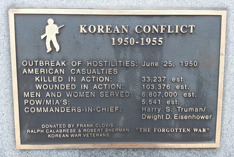 CANANDAIGUA KOREAN CONFLICT MEMORIAL PLAQUE