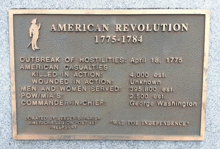CANANDAIGUA AMERICAN REVOLUTION WAR MEMORIAL PLAQUE