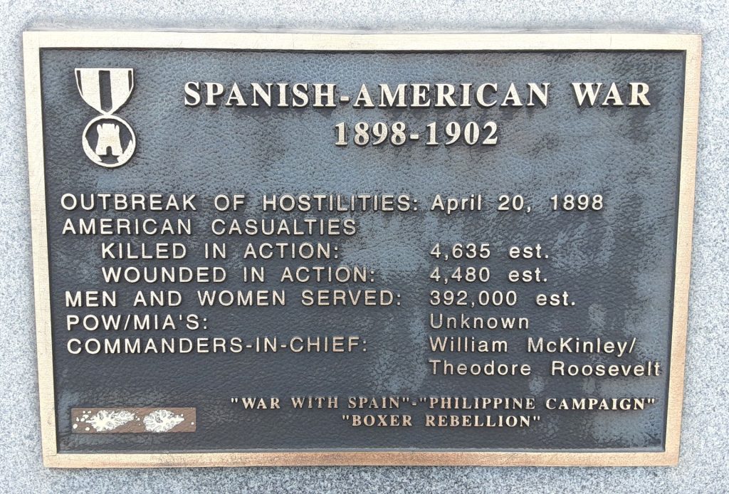 CANADAIGUA SPANISH-AMERICAN WAR MEMORIAL PLAQUE