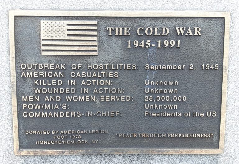 CANANDAIGUA THE COLD WAR MEMORIAL PLAQUE