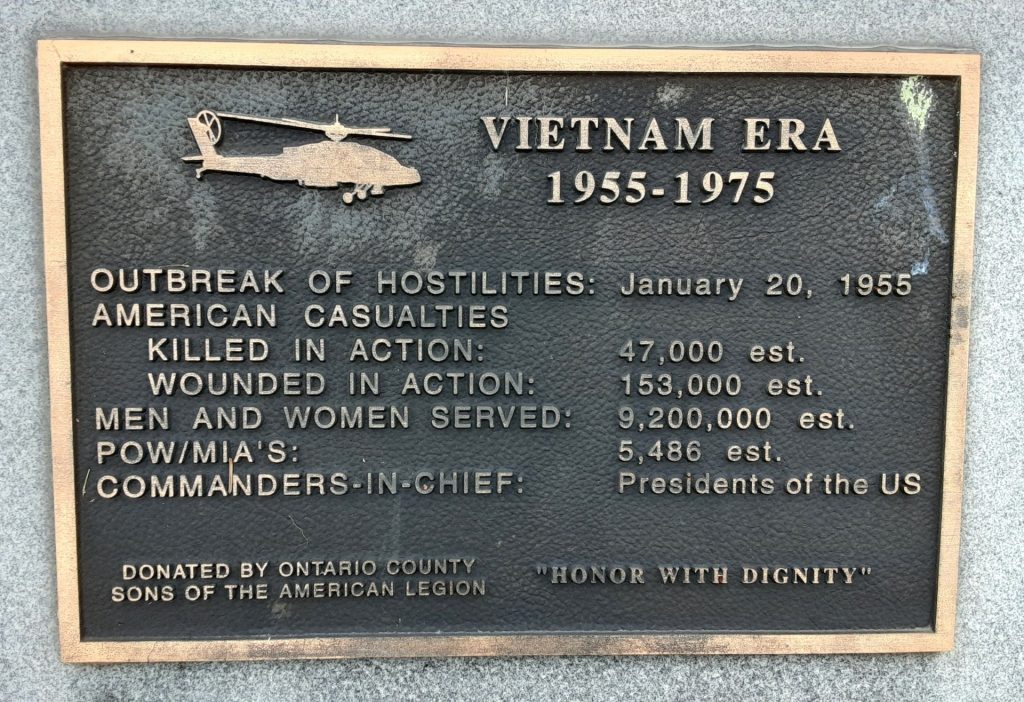 CANANDAIGUA VIETNAM ERA MEMORIAL PLAQUE
