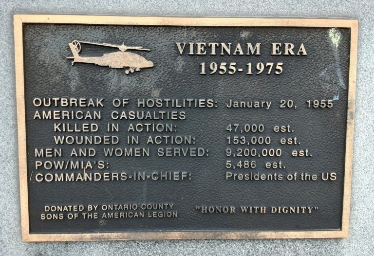 CANANDAIGUA VIETNAM ERA MEMORIAL PLAQUE