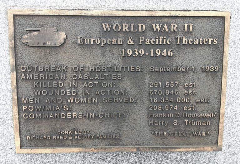 CANANDAIGUA WORLD WAR II MEMORIAL PLAQUE