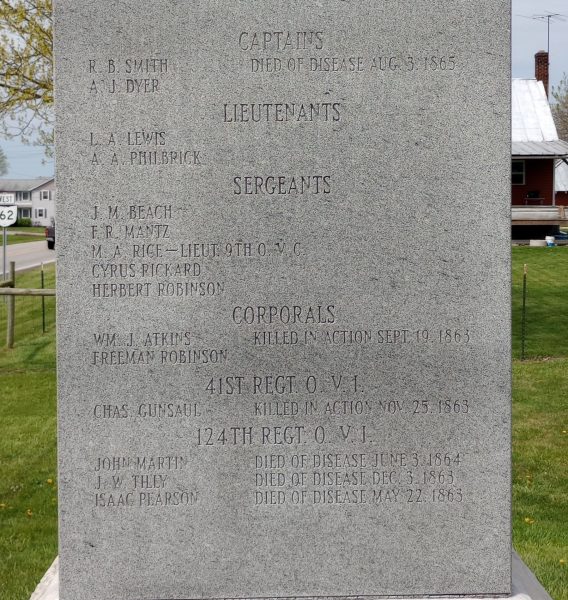 CHATHAM, OH WAR VETERANS MEMORIAL SIDE A