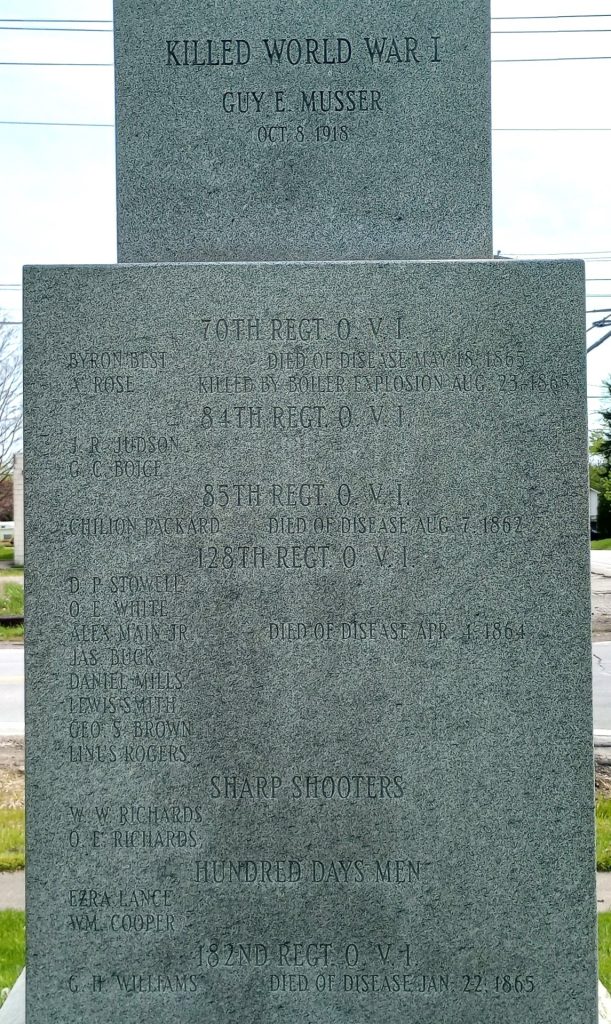 CHATHAM, OH WAR VETERANS MEMORIAL SIDE C