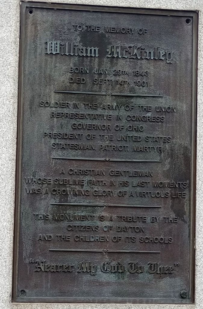CITIZENS OF DAYTON WILLIAM MCKINLEY MEMORIAL PLAQUE
