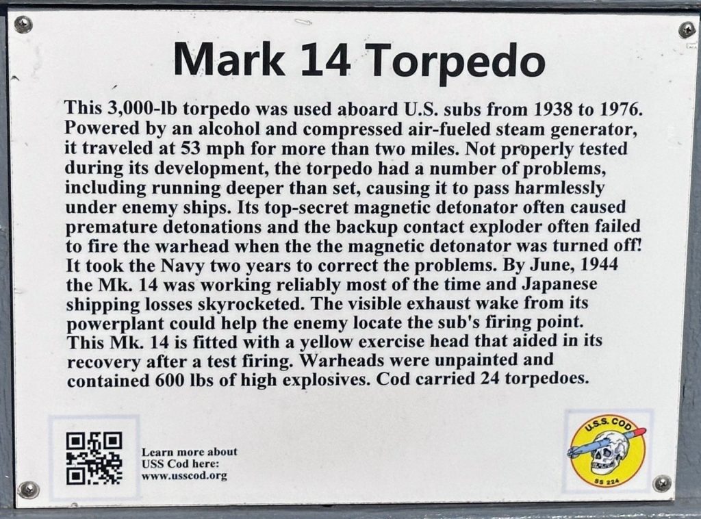 CLEVELAND MARK 14 TORPEDO WAR MEMORIAL PLAQUE