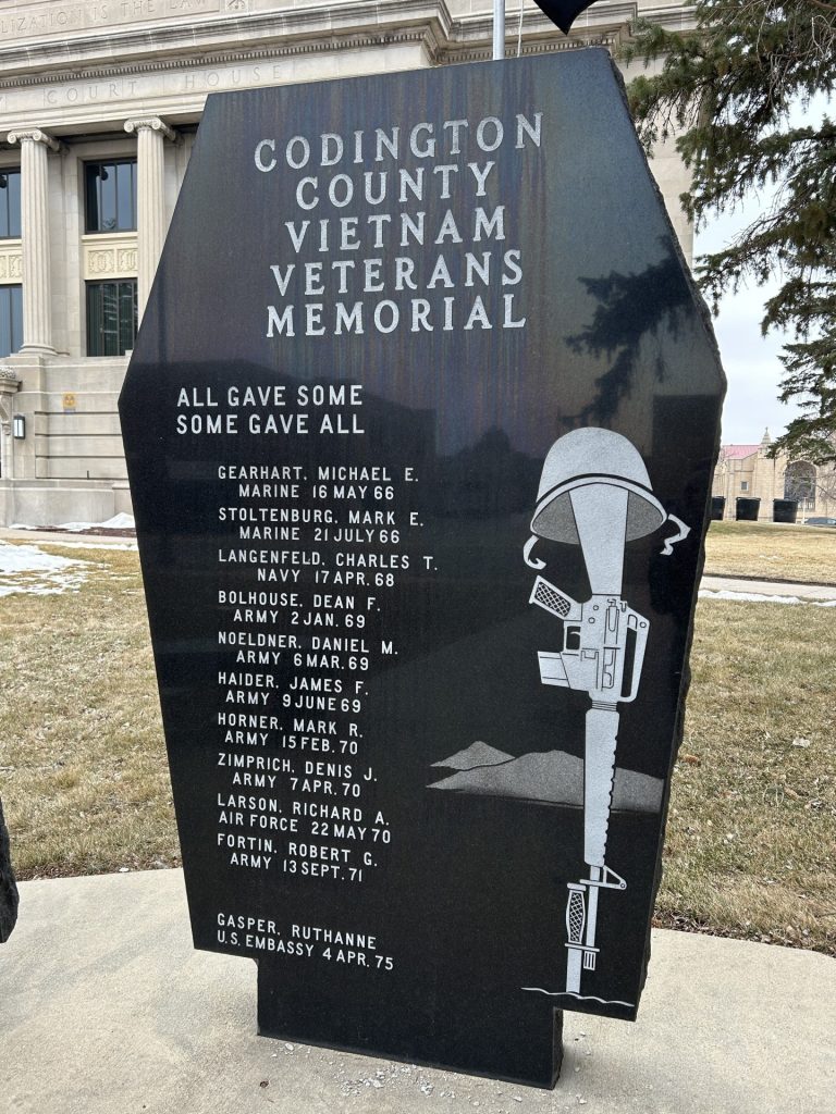 CODINGTON COUNTY VIETNAM VETERANS MEMORIAL CENTER STONE FRONT