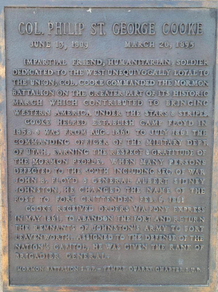 COL. PHILIP ST. GEORGE COOKE MEMORIAL PLAQUE