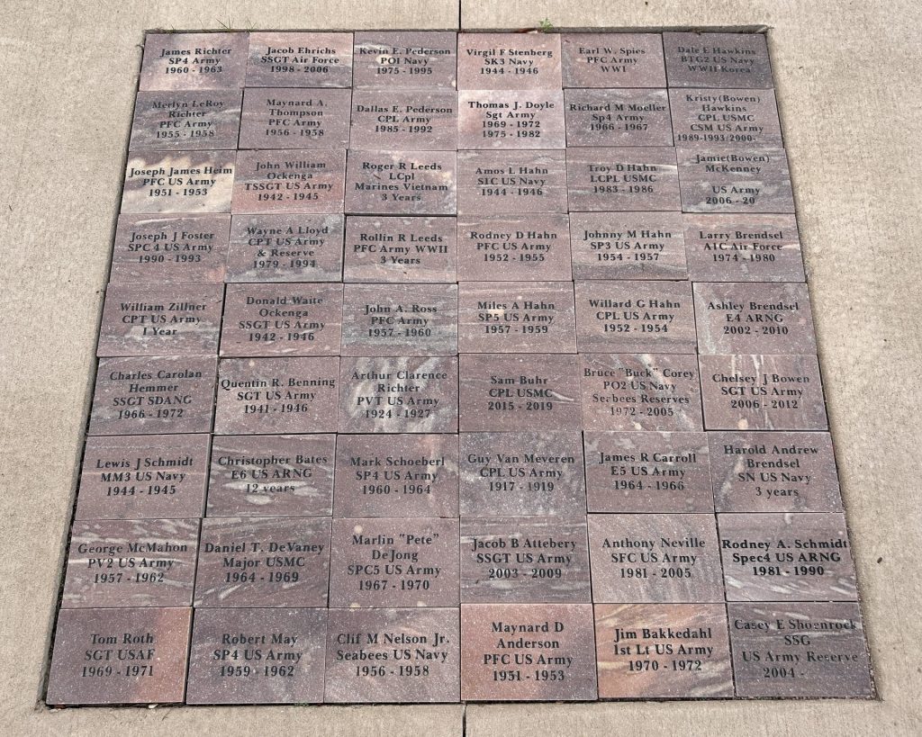 COLMAN, SOUTH DAKOTA VETERANS MEMORIAL BRICKS SECTION A