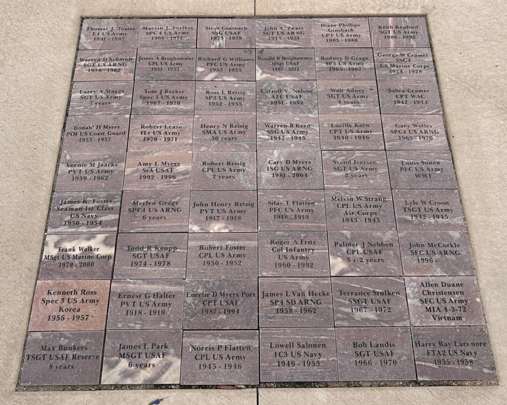 COLMAN, SOUTH DAKOTA VETERANS MEMORIAL BRICKS SECTION B