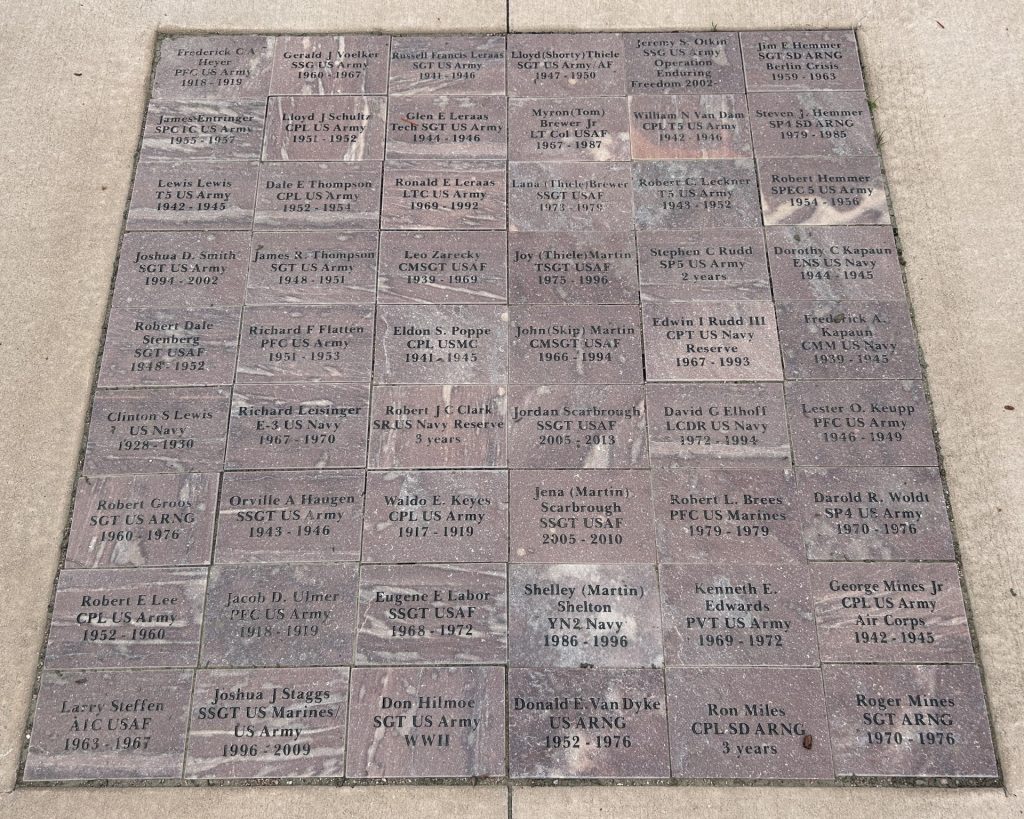 COLMAN, SOUTH DAKOTA VETERANS MEMORIAL BRICKS SECTION D