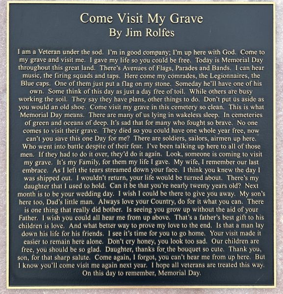 COLMAN, SOUTH DAKOTA VETERANS MEMORIAL PLAQUE