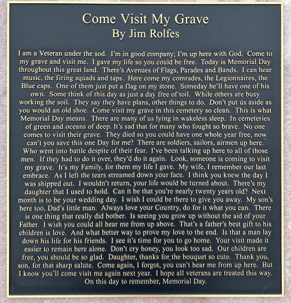 COLMAN, SOUTH DAKOTA VETERANS MEMORIAL PLAQUE