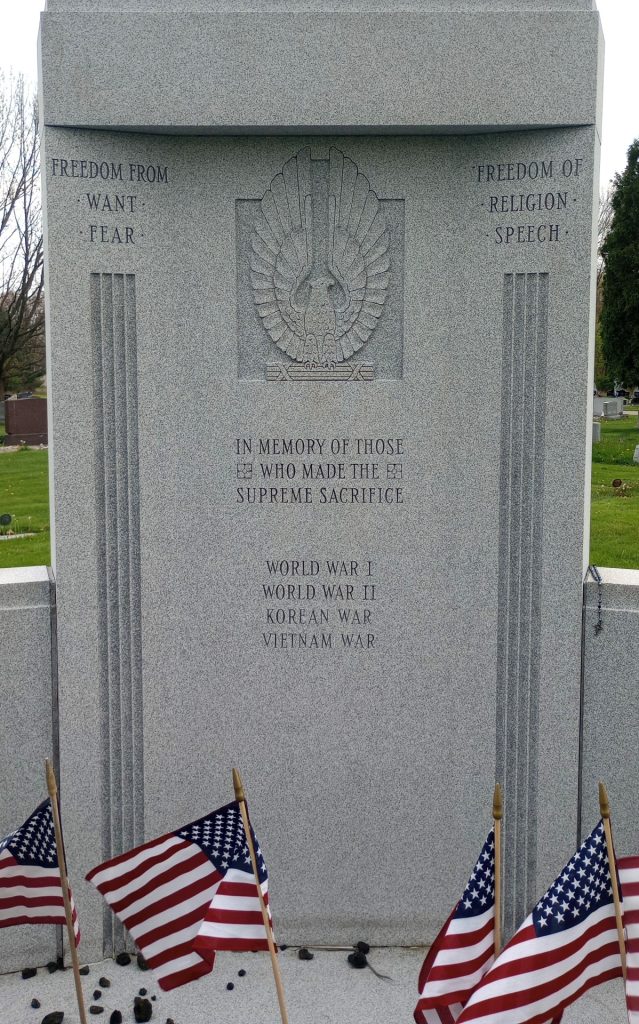 COLUMBIANA CEMETERY WAR VETERANS MEMORIAL CENTER STONE