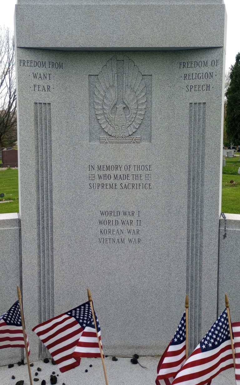 COLUMBIANA CEMETERY WAR VETERANS MEMORIAL CENTER STONE