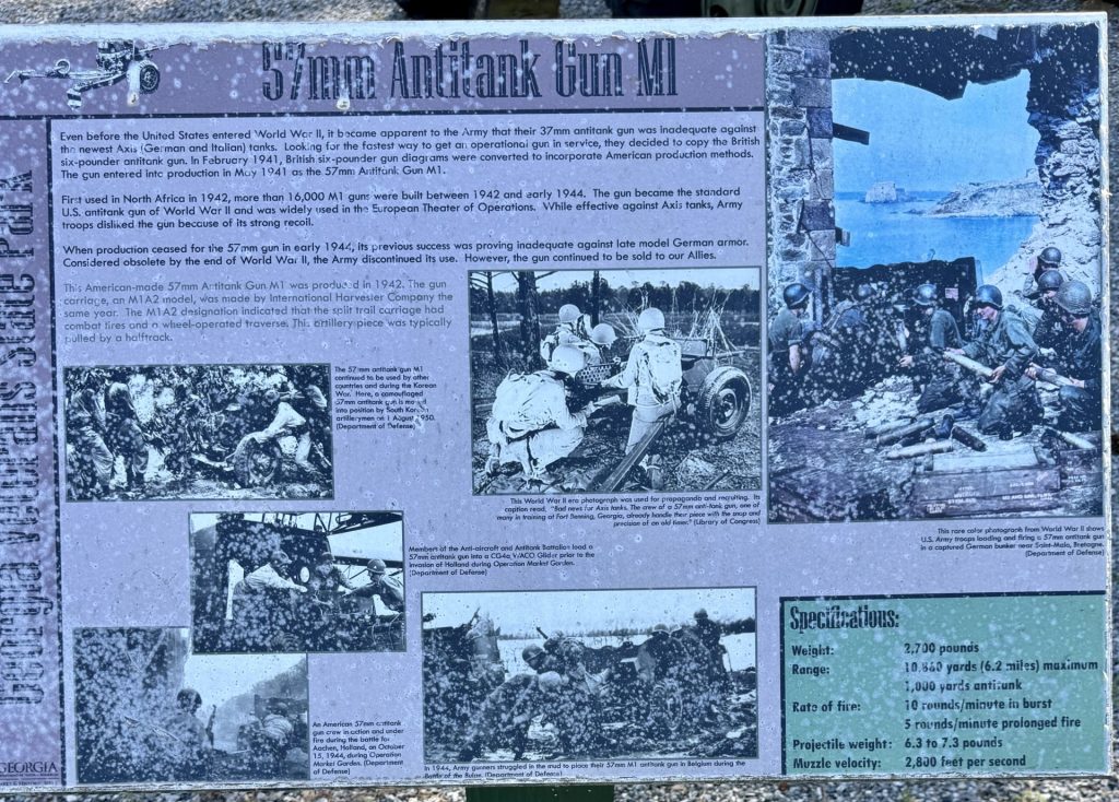 CORDELE 57MM ANTITANK GUN M1 MEMORIAL PLAQUE