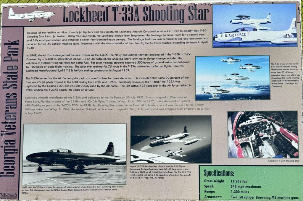 CORDELE LOCKHEED T-33 SHOOTING STAR MEMORIAL AIRCRAFT PLAQUE