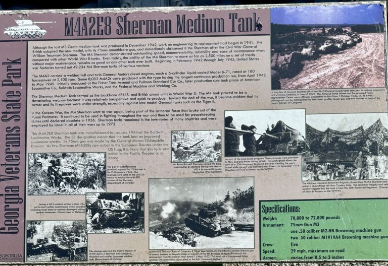 CORDELE M4A2E8 SHERMAN MEDIUM TANK MEMORIAL PLAQUE