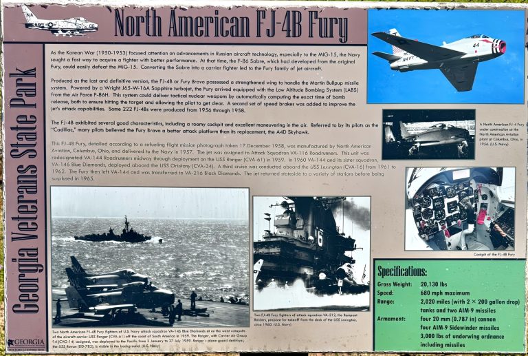 CORDELE NORTH AMERICAN FJ-4B FURY MEMORIAL AIRCRAFT PLAQUE