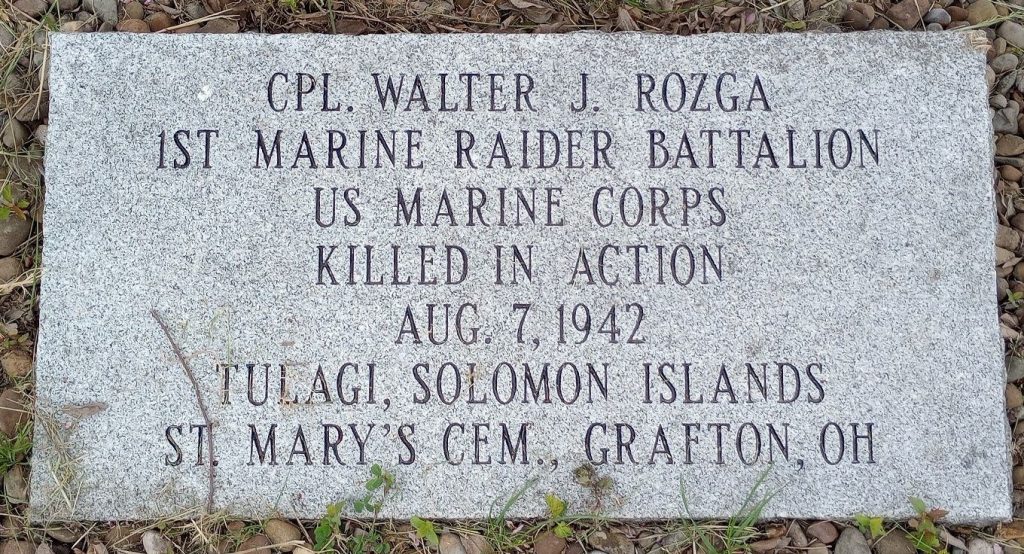 CPL. WALTER J. ROZGA WAR MEMORIAL STONE
