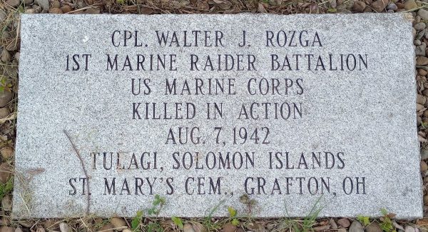 CPL. WALTER J. ROZGA WAR MEMORIAL STONE