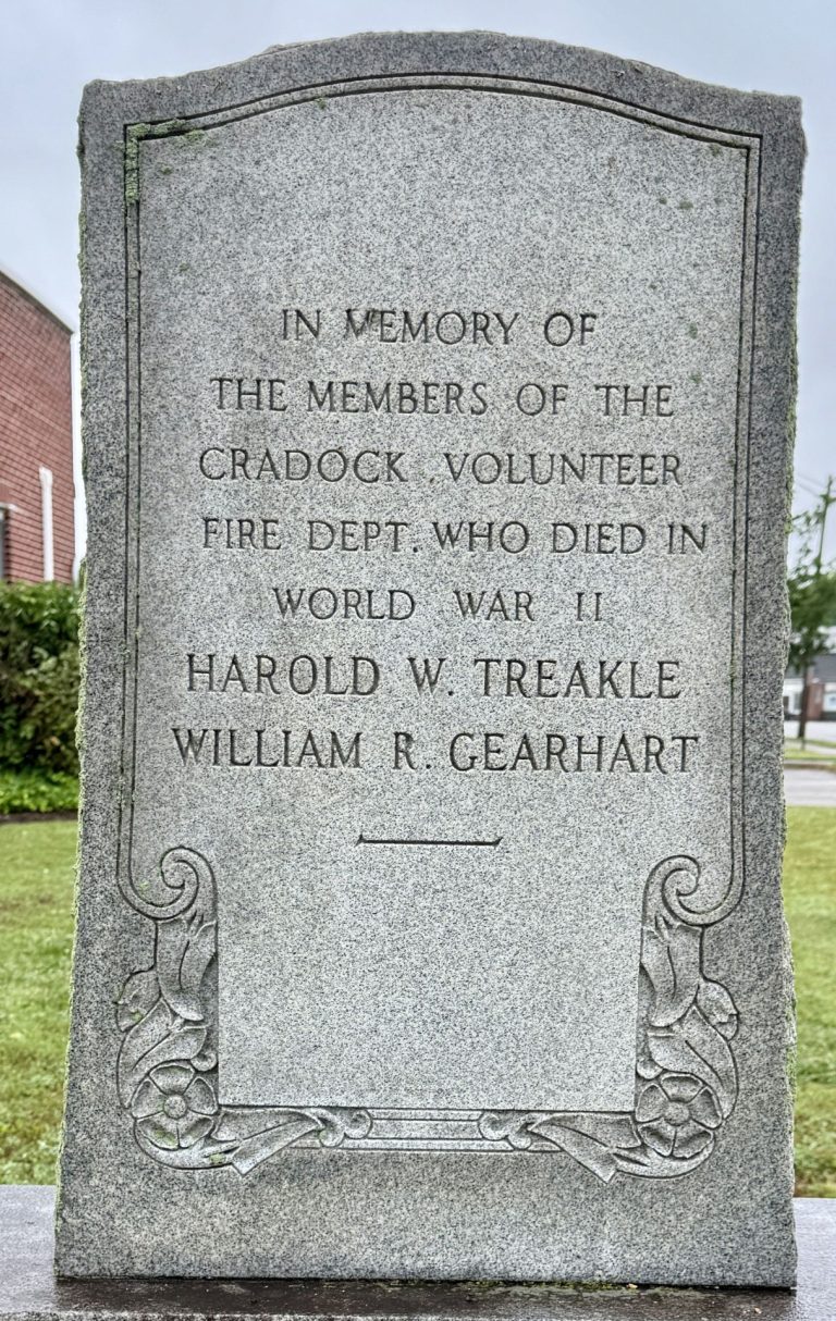 CRADOCK VOLUNTEER FIRE DEPT WORLD WAR II SUPREME SACRIFICE