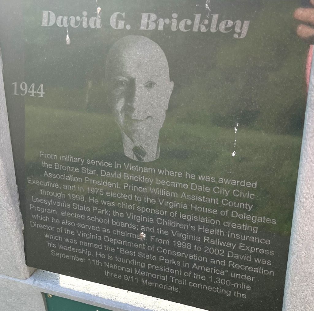DAVID G. BRICKLEY WAR MEMORIAL PLAQUE