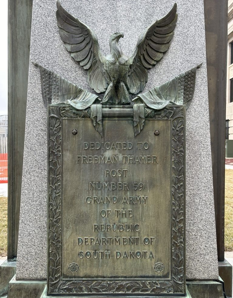 DEDICATED TO FREEMAN THAYER POST NUMBER 59 GAR MEMORIAL PLAQUE A