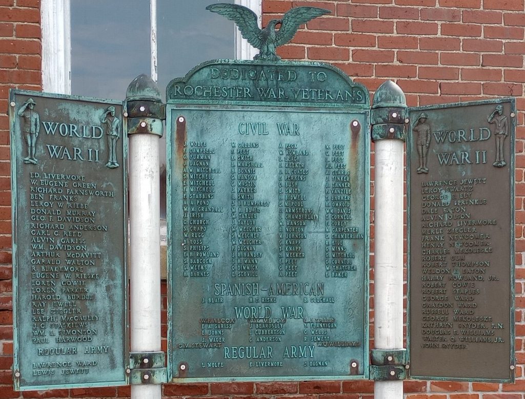 DEDICATED TO ROCHESTER WAR VETERANS MEMORIAL