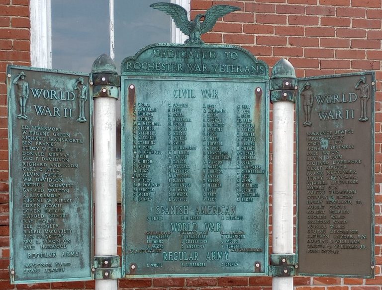 DEDICATED TO ROCHESTER WAR VETERANS MEMORIAL