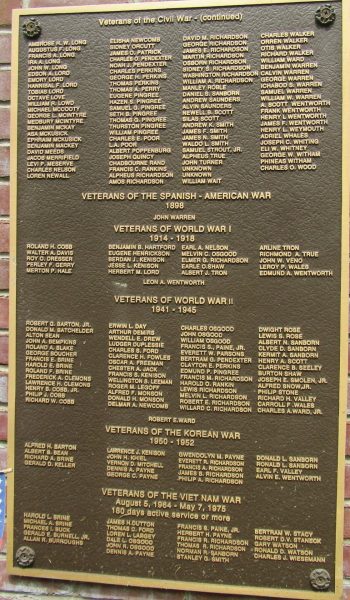 DENMARK, MAINE WAR VETERANS MEMORIAL PLAQUE B