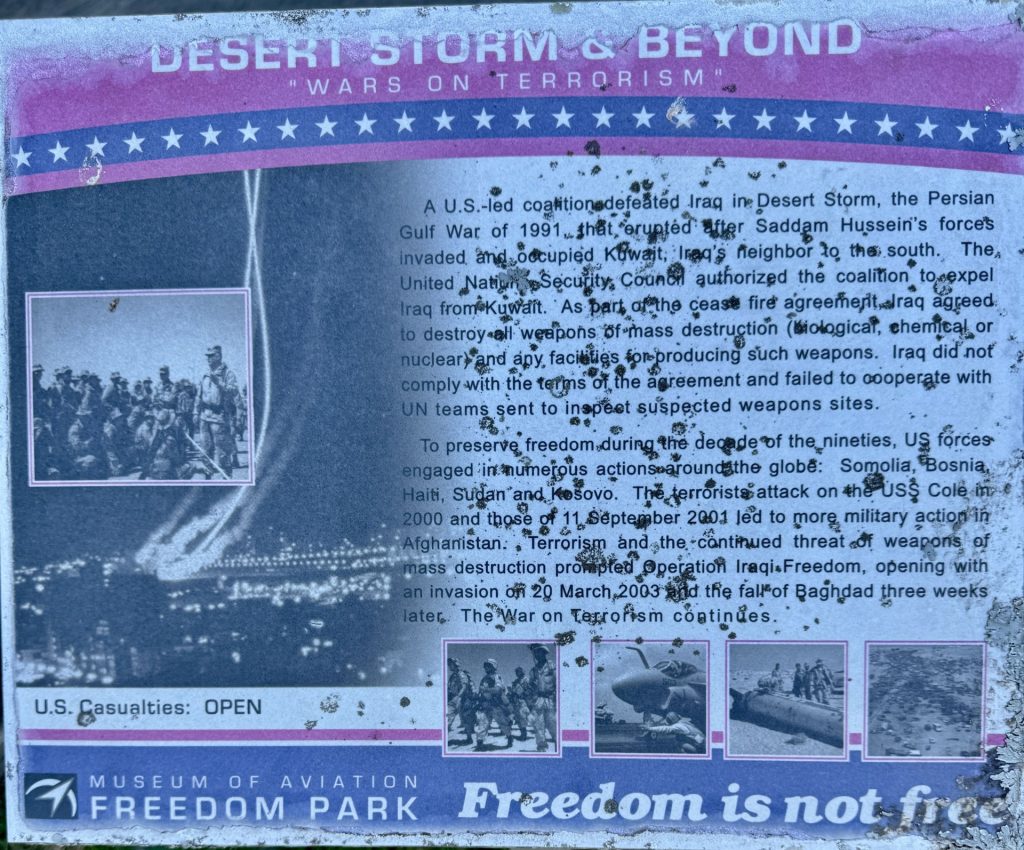 DESERT STORM & BEYOND WAR MEMORIAL PLAQUE