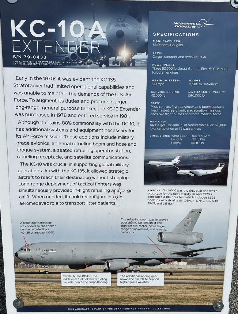 DOVER AFB KC-10A MEMORIAL AIRCRAFT PLAQUE