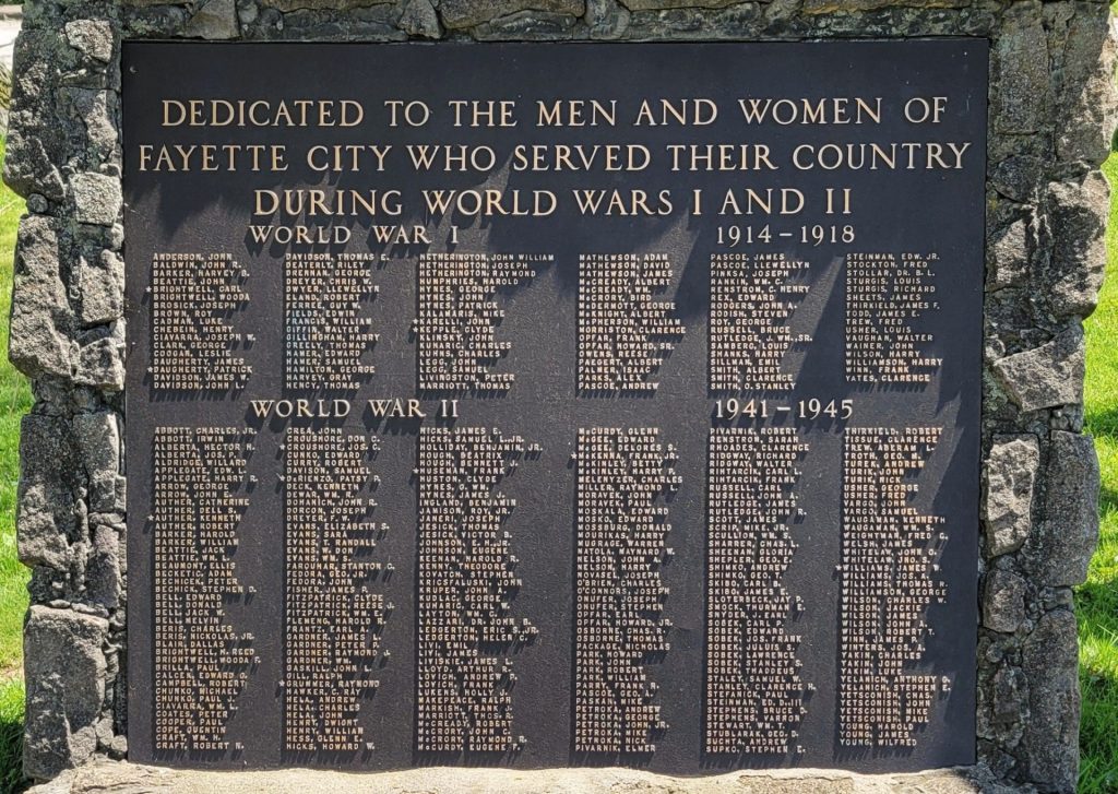 FAYETTE CITY WORLD WARS MEMORIAL