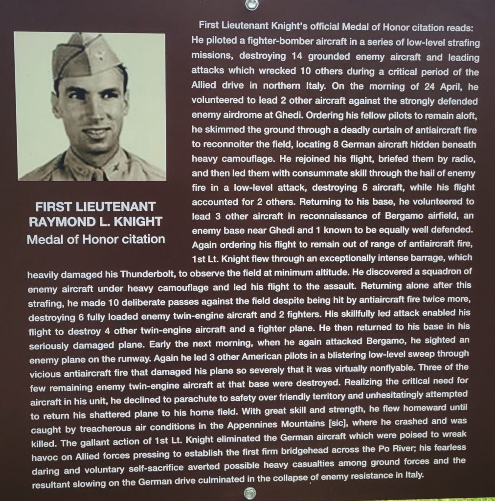 FIRST LIEUTENANT RAYMOND L. KNIGHT MEDAL OF HONOR WAR MEMORIAL PLAQUE