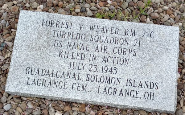 FOREST V. WEAVER RM 2/C WAR MEMORIAL STONE
